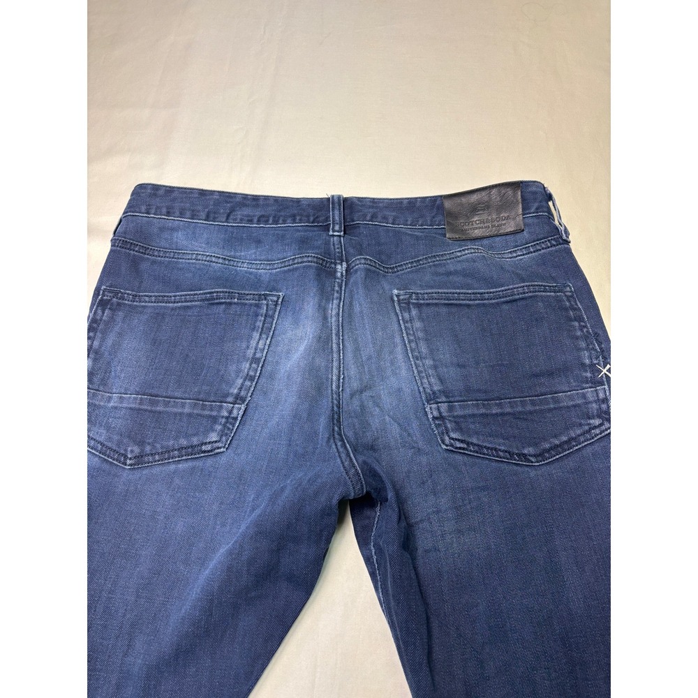 Scotch & Soda Amsterdams Blauw True Blue Jeans Mens 32x34 Dark Wash Button Fly - Picture 10 of 16